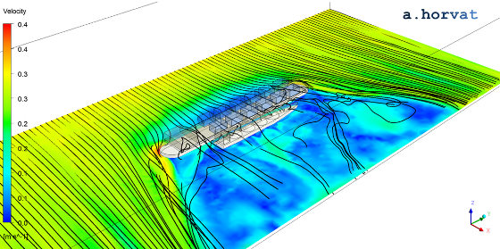 wind flow over the vessel